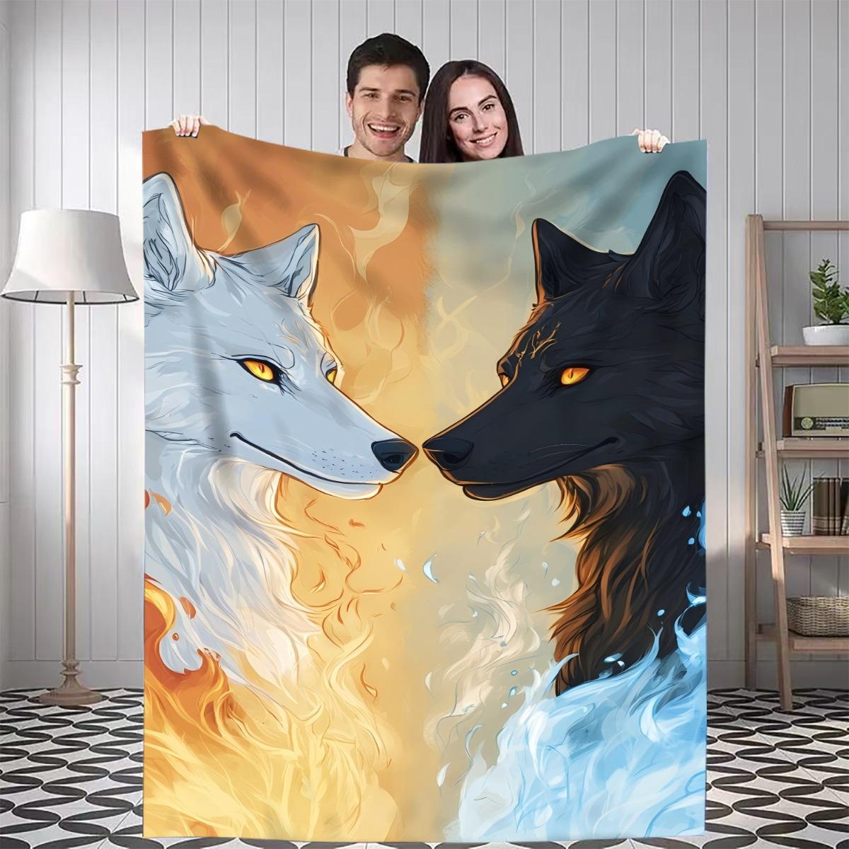 

1pc Dance of Ice and Fire Digital Printed Design Pattern Blanket, All-Season Soft and Warm Throw, Ideal for Home Bedroom, School 75x90cm28x35in
