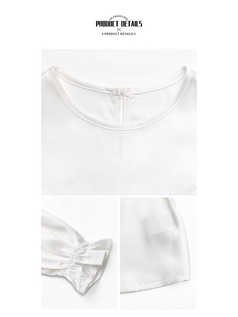 Elegant Off-the-Shoulder Ruffled Satin Blouse with Long Sleeves (Spring/Autumn 2025 Collection)