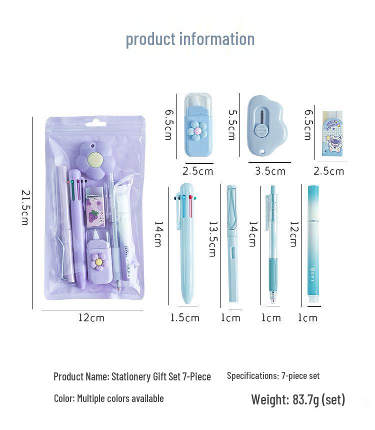 Roztomilá 7-dielna písacia súprava: Perfektný študentský darček na návrat do školy alebo na promócie