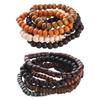 5pcs/set New Design Natural Wood Bracelet Punk Men's Bangle Classic Wood Beaded Bracelet  Jewelry