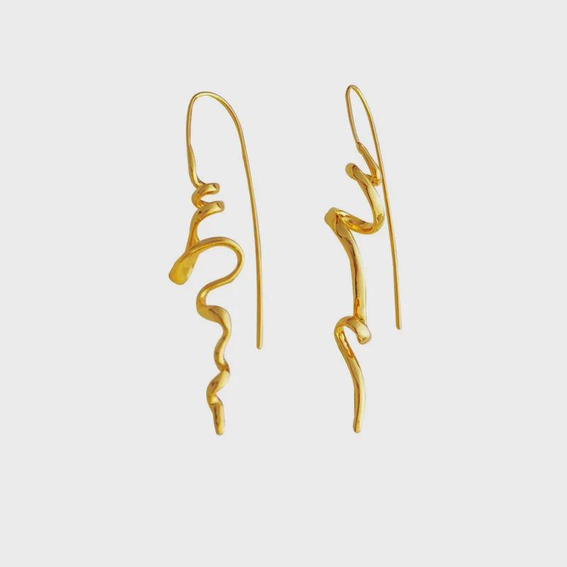 Copper Abstract 3D Design Earrings - Cool Street Style Ear Hook T533