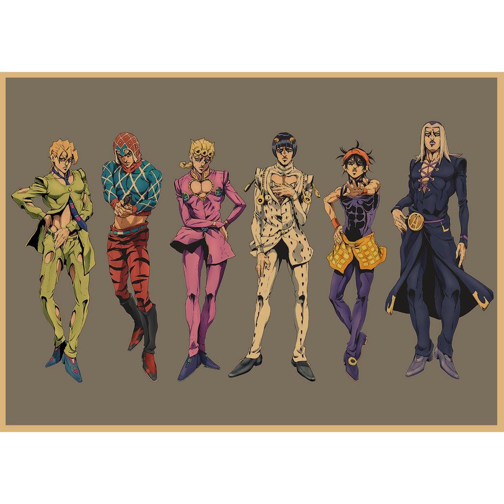 JoJo's Bizarre Adventure Retro Kraftpapier Poster - Japanische Anime Dekoration für Bar, Restaurant oder Café.