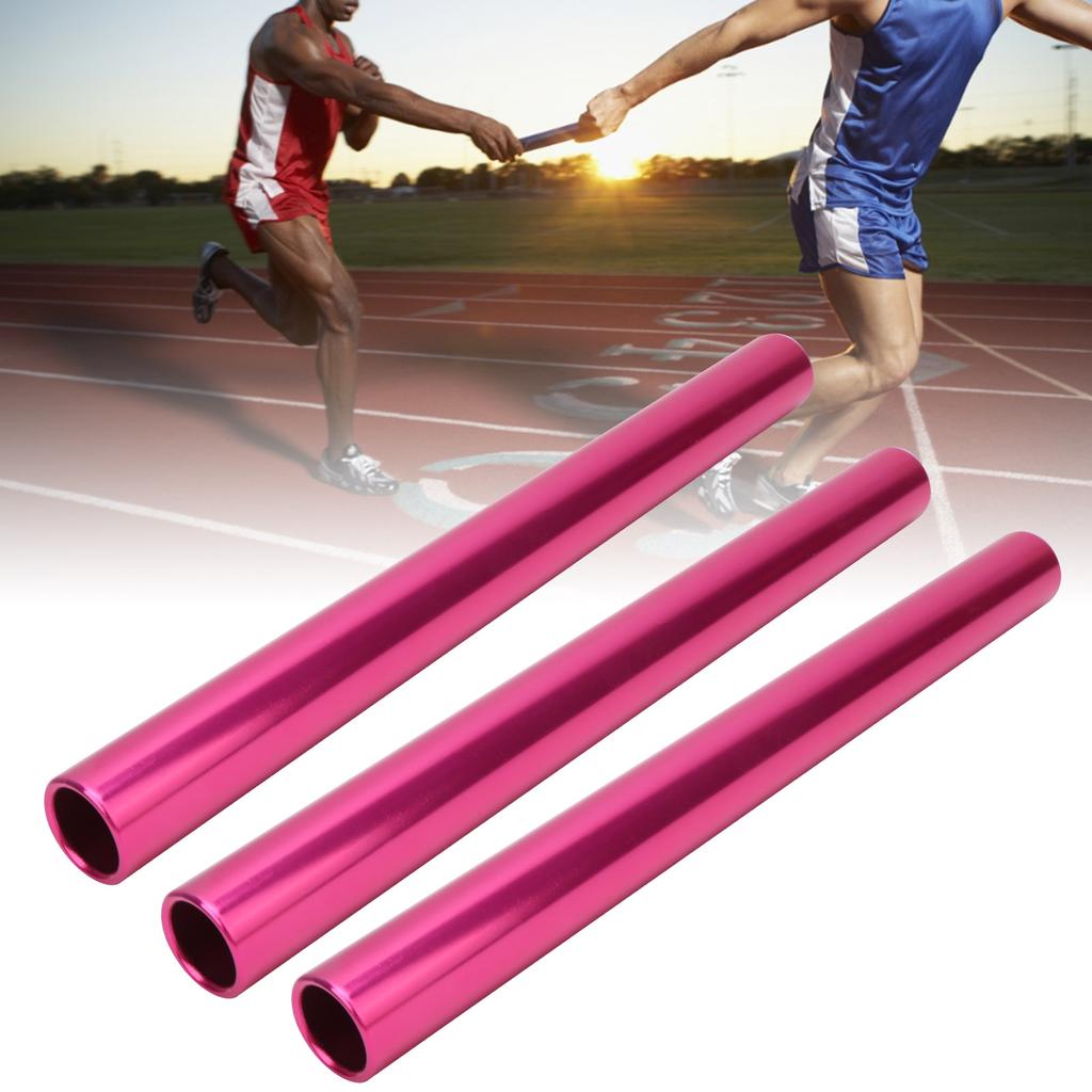 3 Pezzi Bastone del Cambio in Lega di Alluminio Corsa su Pista e Campo Corsa Bastone Giochi Sportivi Oggetti di Scena Rosa