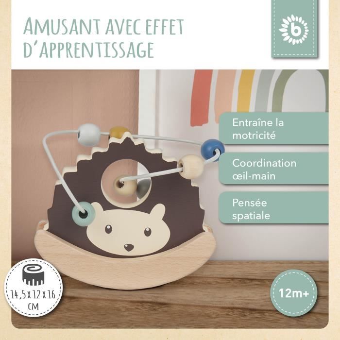 Circuit de motricité - BIECO - Nœud hérisson - Bois et métal - 14,5x12x16 cm - 12 mois et plus