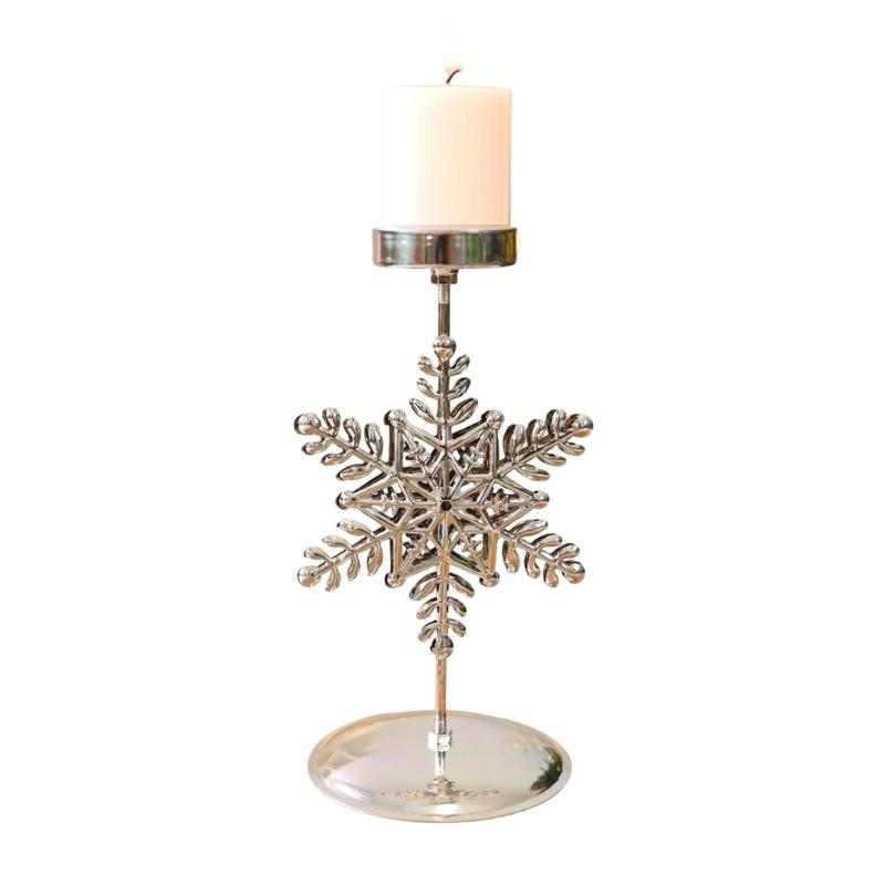Iron Candle Holders Stand with Christmas Snowflake Star Butterfly Tree Pattern Candlestick for Home Tabletop Decoration