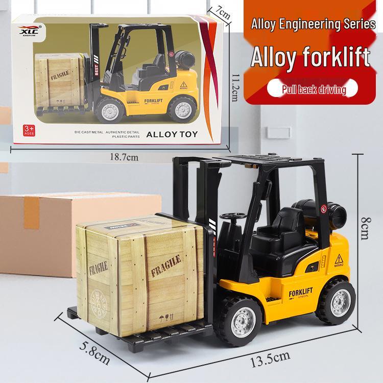 

Boys Mini Alloy Pull-Back Engineering Forklift Toy in Color Box