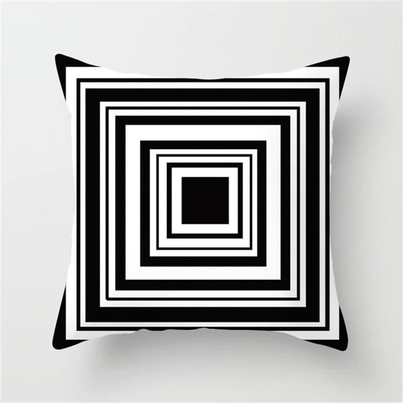 Black and White Simple Geometric Line Printing Pattern Cushion Cover Home Living Room Sofa Decoration Pillow Pillow Cover