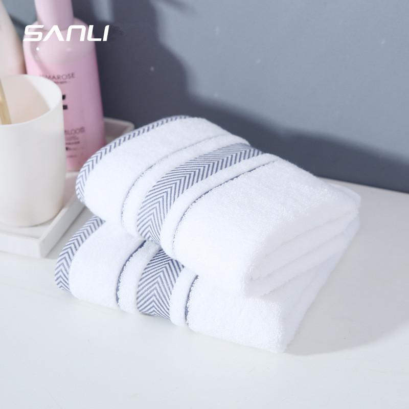

1Pc 34x74cm 100% Cotton Thicken High Quality Striped Adult Men Hand Towel Soft Absorbent Home Bathroom Supplies 34x74cm білий