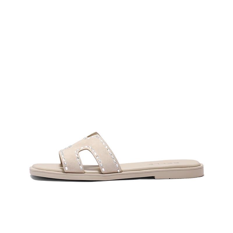 Belle Women s Sheepskin Single-Strap Flat Slippers EU 38