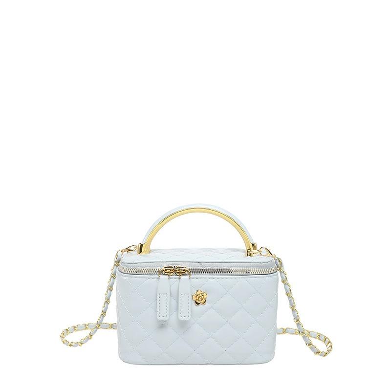 Women Elegant Plaid Chain Crossbody Bucket Bag Daily Fashion Shoulder Handbag