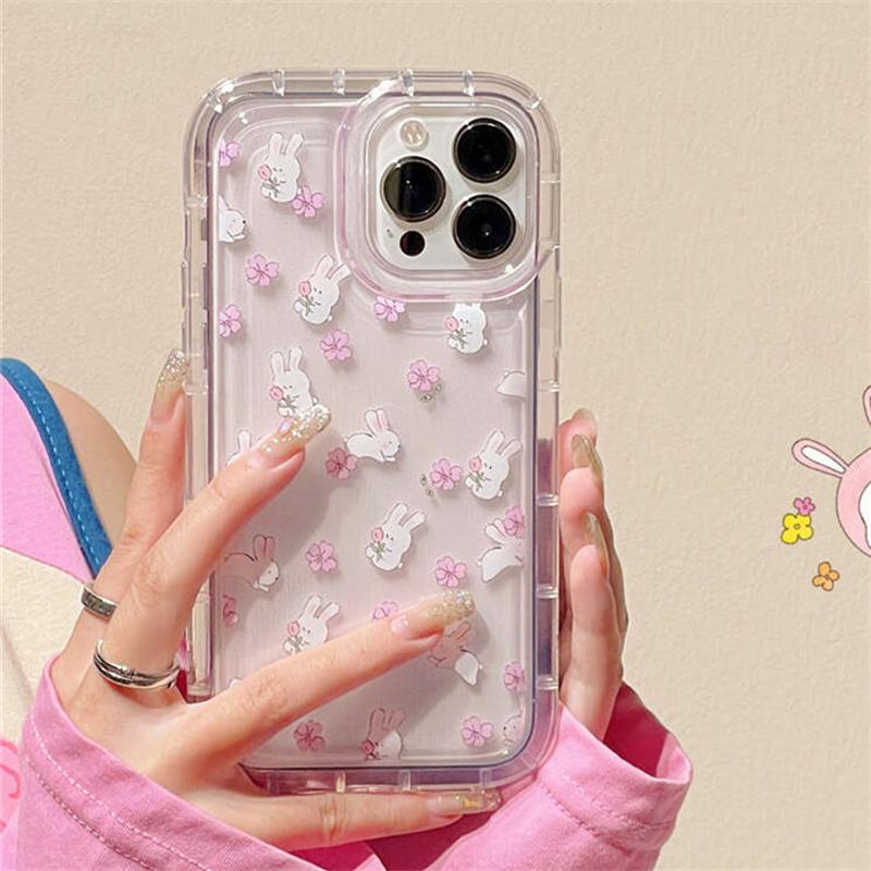 Cartoon Rabbit Pattern Soft Phone Case Funda For  Redmi Note 13 Pro 5G Note 12 11 11S 10S 10 9 4G Anti Fall Airbag Covers