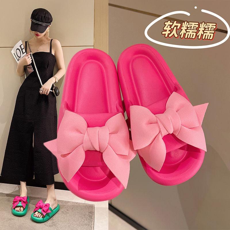 Roztomilé pantofle s mašlí dámské letní nošení trendy móda plážové vysoce kvalitní silná podrážka chladivé pantofle