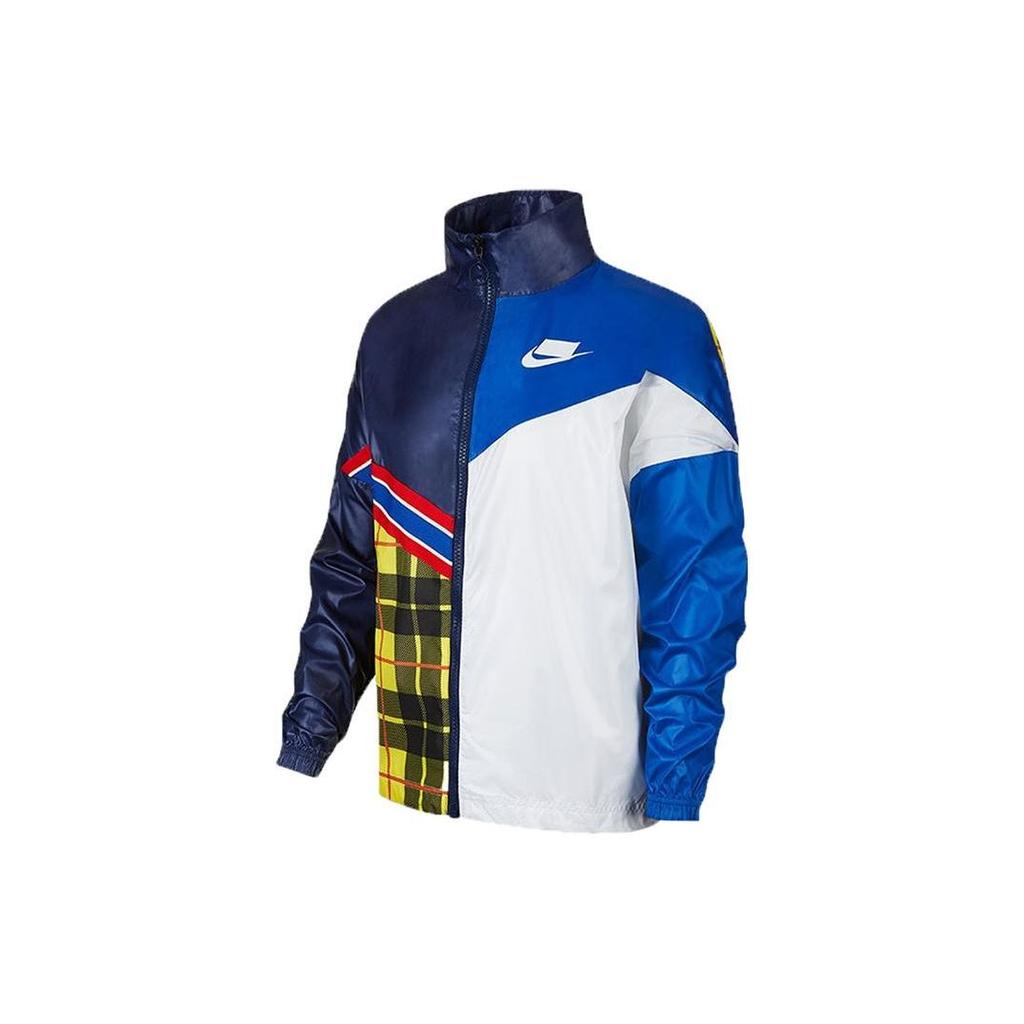 Nike Multicolor Patchwork Design Brand Logo Printed Stand Collar Jacket Women Jacket Blue BV4738-492