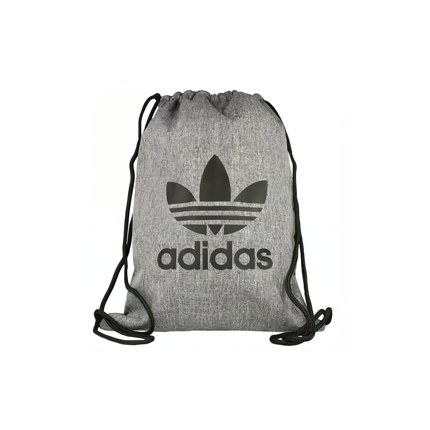 Adidas Originals Trefoil Large Logo Drawstring Sports Training Backpack Unisex Backpack Gray CE2384 Gray