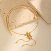 Stainless Steel Flat Cross Chain Double Flower Y-Shaped Gold Necklace Women'S Jewelry 2240