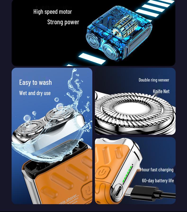 Portable Electric Beard Shaver: Mini Super Clean Razor for Men