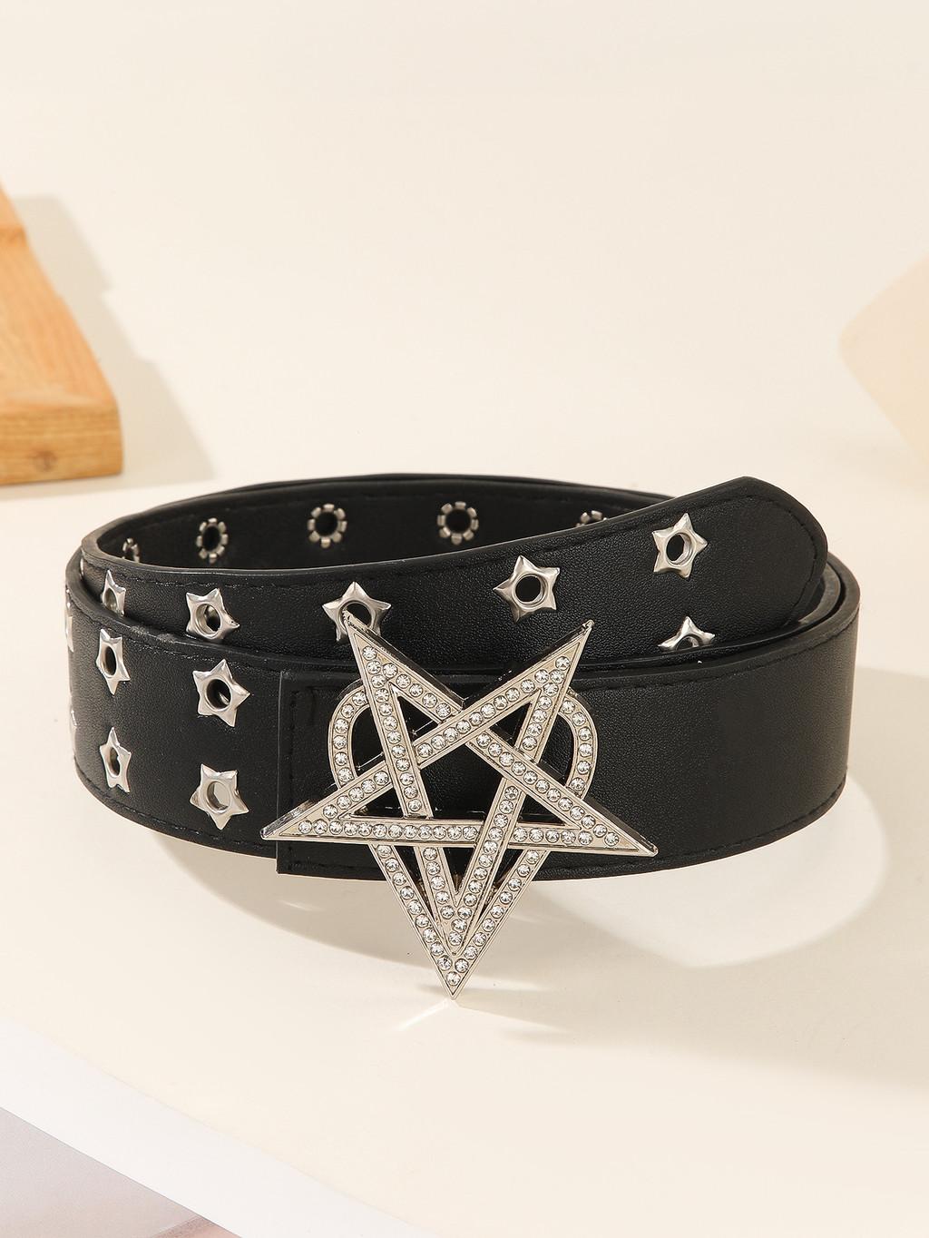 Новый Punk K-pop Стиль Кожаный ПУ Ремень Со Стразами Для Повседневной Уличной Одежды Black