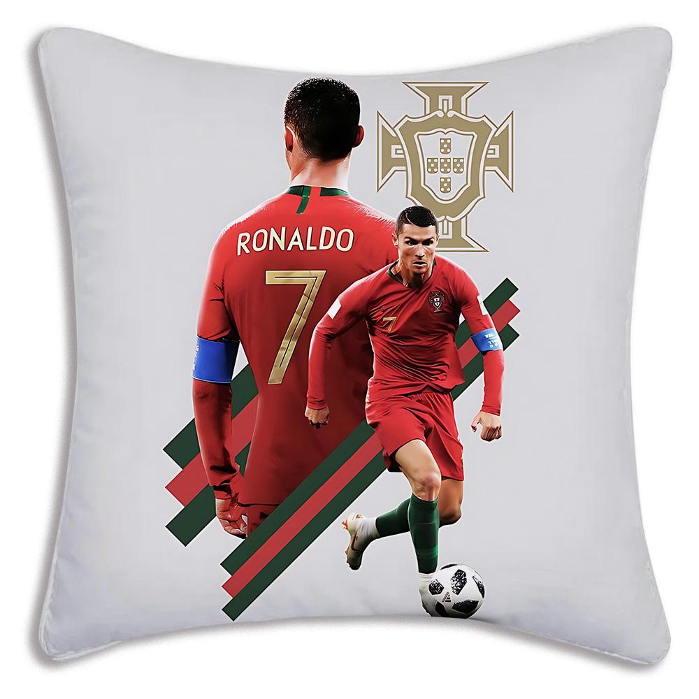 Povlaky na polštáře Kreslené Dekorativní na pohovku Domácí Oboustranný tisk Krátký plyš Roztomilý polštář Fotbalová hvězda C Ronaldo Číslo 7 Povlak