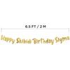 Happy Skibidi Birthday Sigma Gold Glitter Banner - Gen Z Slag - Funny Zoomer Birthday Decorations, Favors, Supplies, Ideas and Gifts