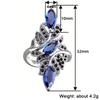 Huitan Marquise Shaped Design Women Opening Ring Inlaid Bright Black/Blue CZ Elegant Wedding Accessories Trendy Party Jewelry