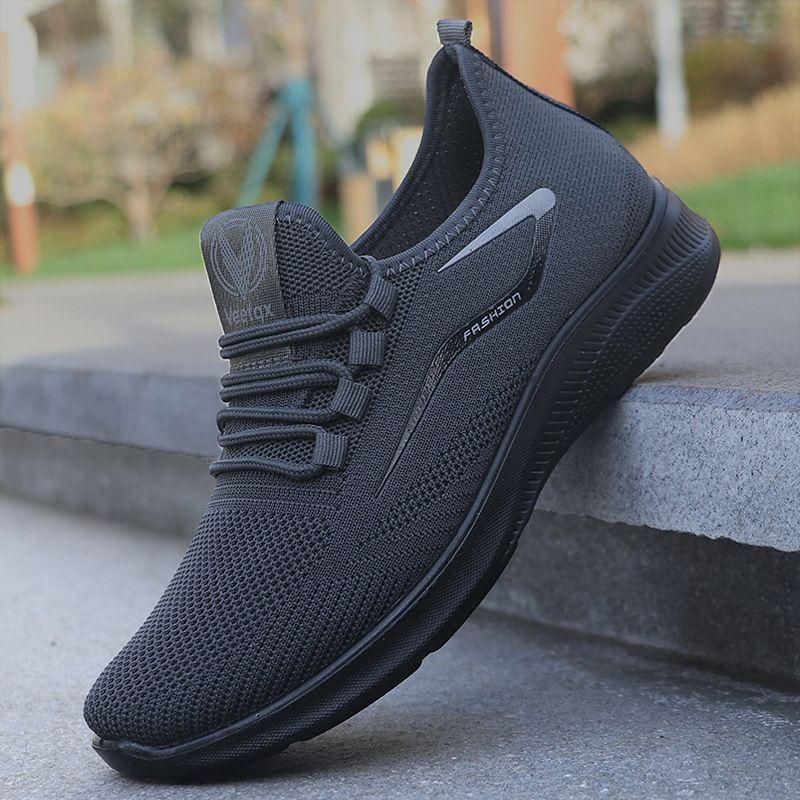 Plus Size Men's Lace-Up Mesh Breathable Low-Top Non-Slip Cloth Shoes for Spring & Autumn