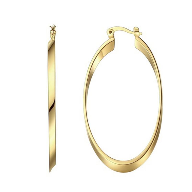 14K Gold Plated Oval Hoop Drop Earrings for Women Wedding Elegant Jewelry Gifts