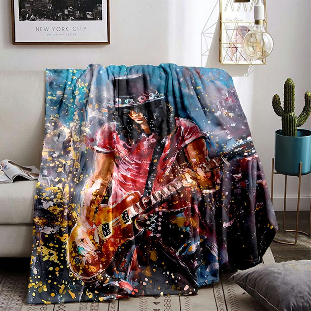 Guitarist In Colorful Style for All Seasons Blanket Lunch Break Throw Gift