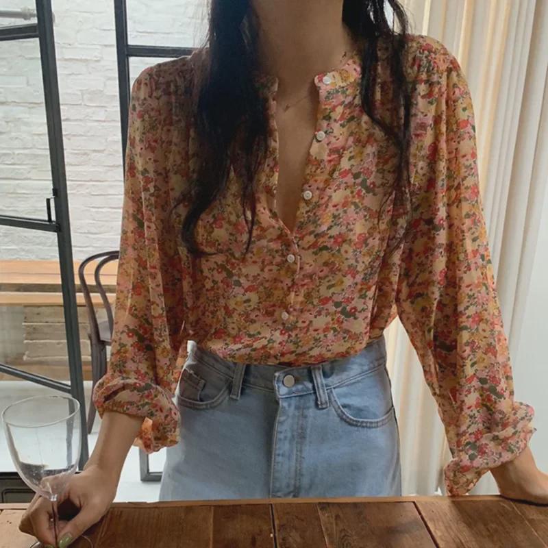 2025 Spring/Autumn Women's Floral Long-Sleeve Single-Breasted Casual Shirt