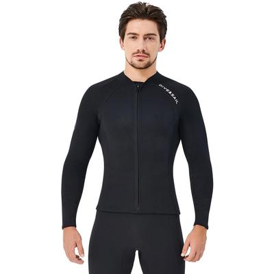 2mm Neoprene Men Diving Top with Front Zipper Wetsuits Jacket Long Sleeves Wetsuit Top
