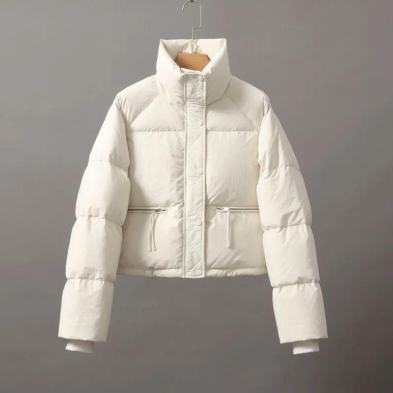2024 Korean Women's Short Bread Coat: Petite, Thickened Cotton Jacket with Stand-Up Collar