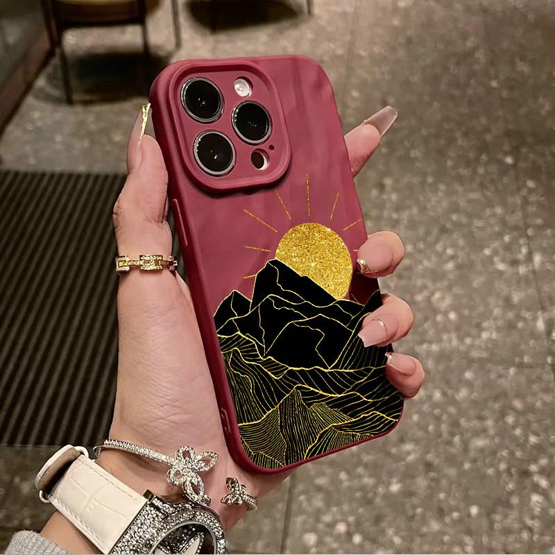 Surface Wrinkles and Unevenness Mobile Phone Shell Sunrise Printed Protective Matte TPU Cover Soft Silicone Case