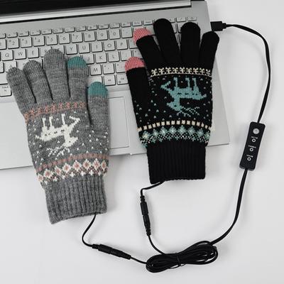 1 Paio Guanti Riscaldati Ricaricabili USB Touchscreen Regolabili 3 Livelli di Calore Spessi