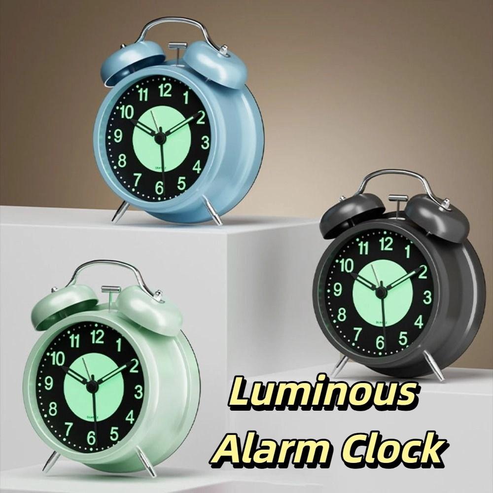 Metal Construction Metal Ring Alarm Clock Round Pointers Luminous Alarm Clock Home Decor