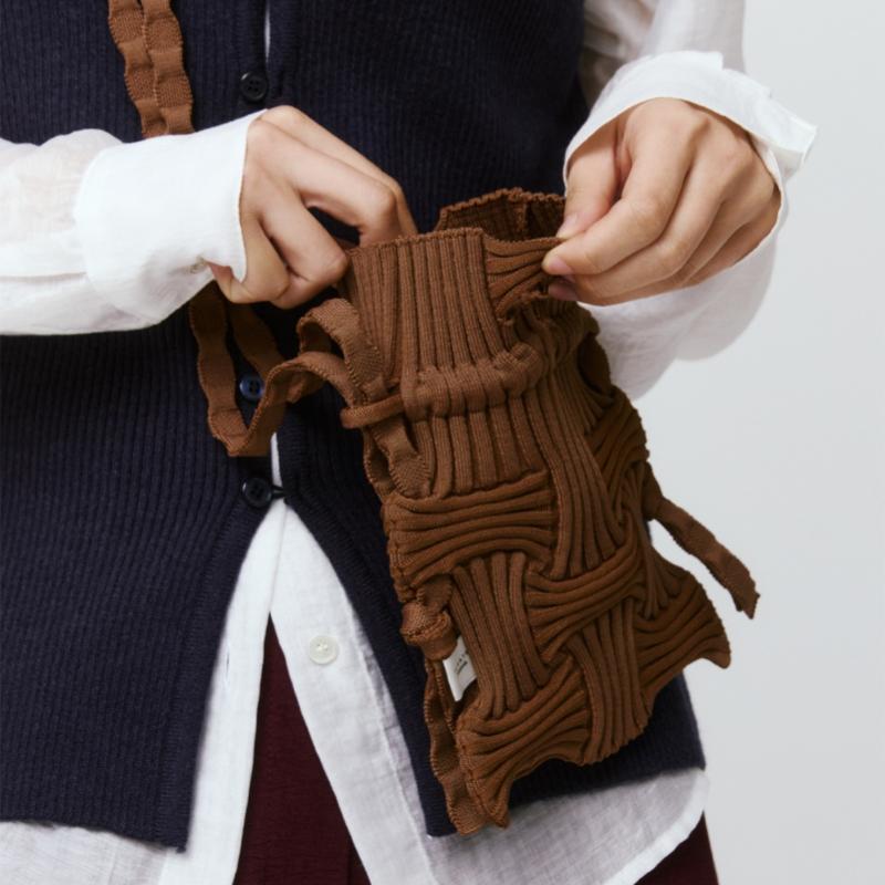 Pleatsmama Mini Crossbow Bag Camel