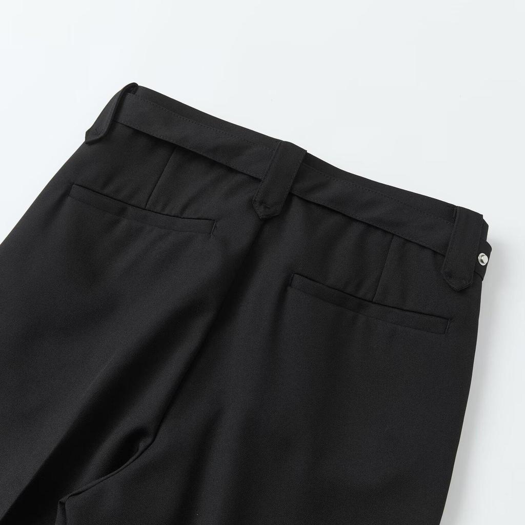 Men's Spring 2026 Casual Trousers - Korean Style, Non-Iron, Loose Tapered Suit Pants with Half Elastic Waist