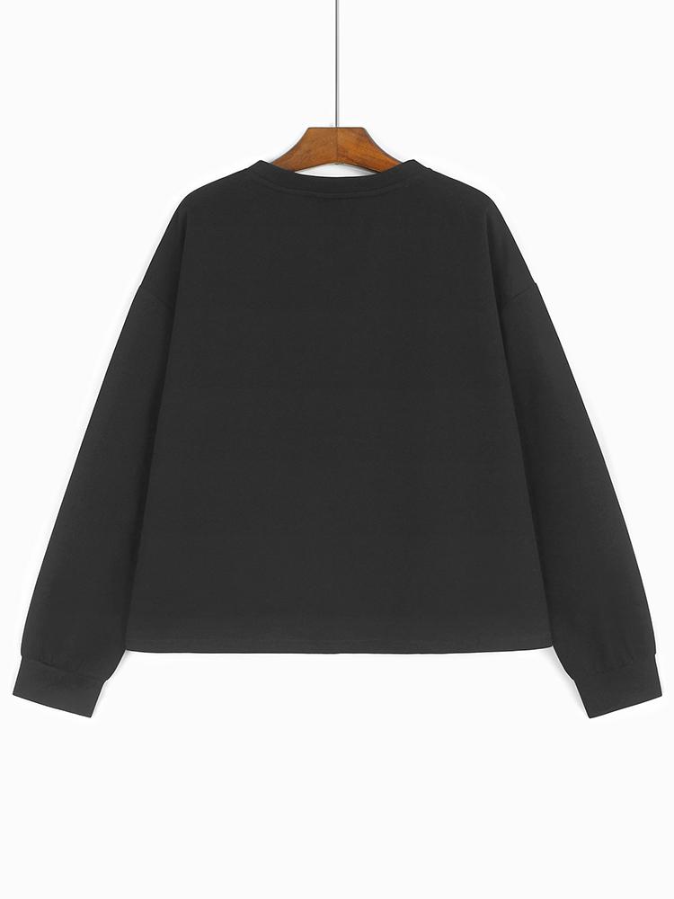 Xitao Line Pleated Slit Irregular Loose Long Sleeved T-shirt  GJ1243