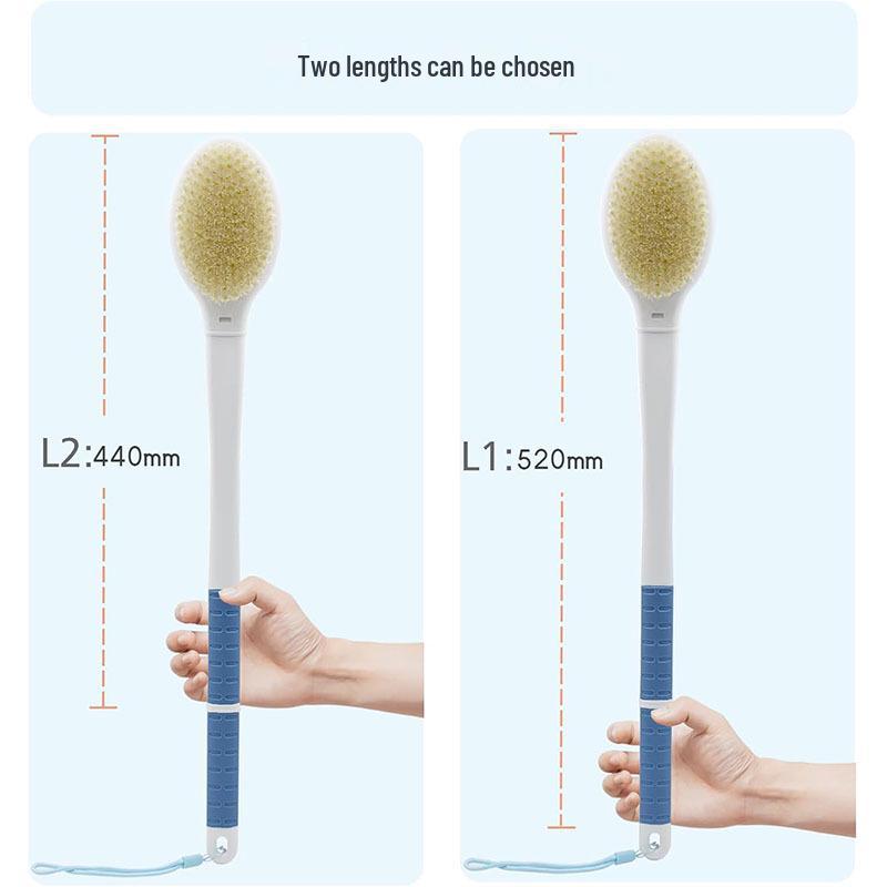 Exfoliating Dual-Bristle Shower Brush with Detachable Head and Long Handle