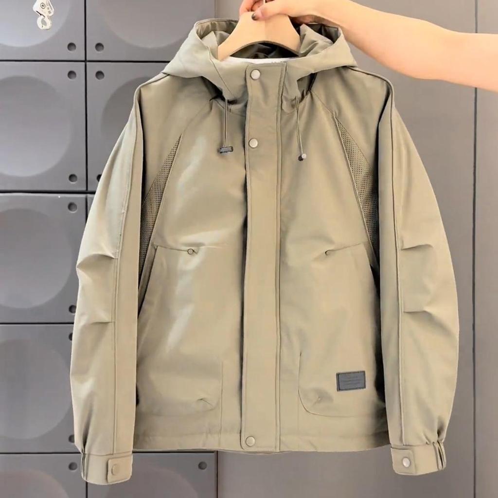 Men's Hooded Cotton Workwear Windbreaker - Stylish, Casual, Versatile, and Thickened for Autumn and Winter