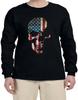 USA Skull American Flag Cool Skull Design Long Sleeve T-Shirt Long Arm Shirt