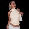 Solid Bow Knot Halter Women Sleeveless Skinny Tank High Street Style Fashion Simple Design