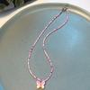 Fashionable Sweet Beads Necklace Short Choker Y2K Colorful Jewelry Pendant Necklace Rice Beads Material for Women Girls