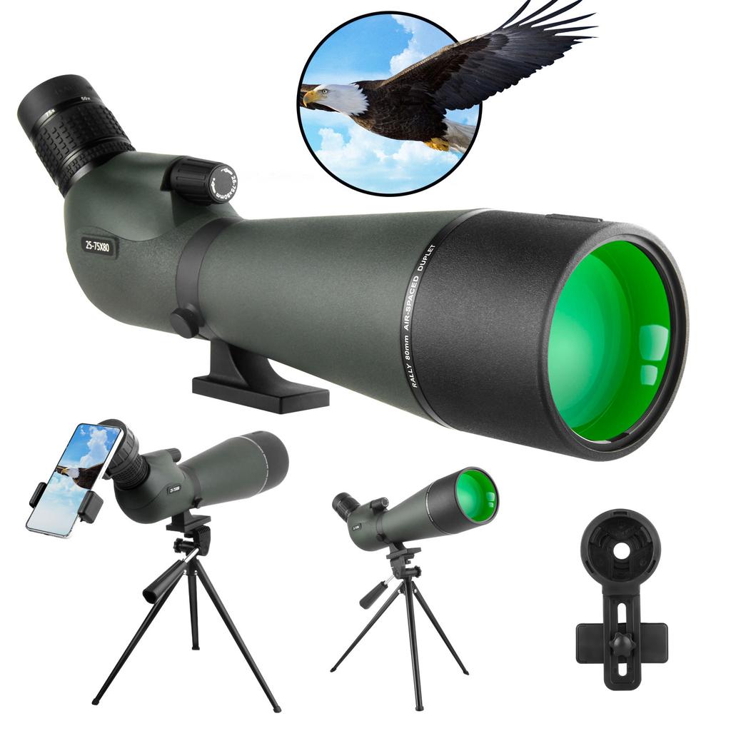 25-75x80 Teleskop Spektiv Großes Sichtfeld Leistungsstarkes Zoom Monokular Mit Telefonadapter Stativ Für Vogelbeobachtung Camping