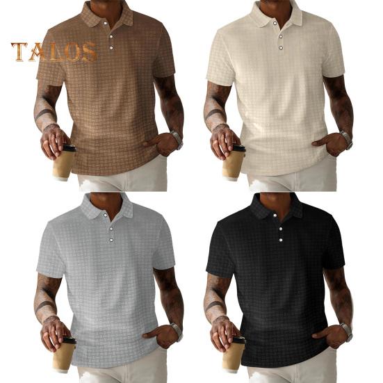 Pánské manšestrové tričko s klopou, krátký rukáv, knoflíkový límeček, ležérní top, pulovr, letní, jednobarevné tričko pro každodenní nošení, sport, ulice