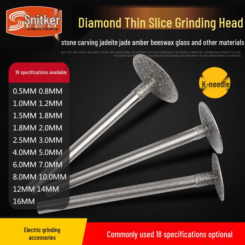 Diamond Abrasive Grinding Head 2.35mm Shank, K Needle for Jade, Glass Carving and Engraving