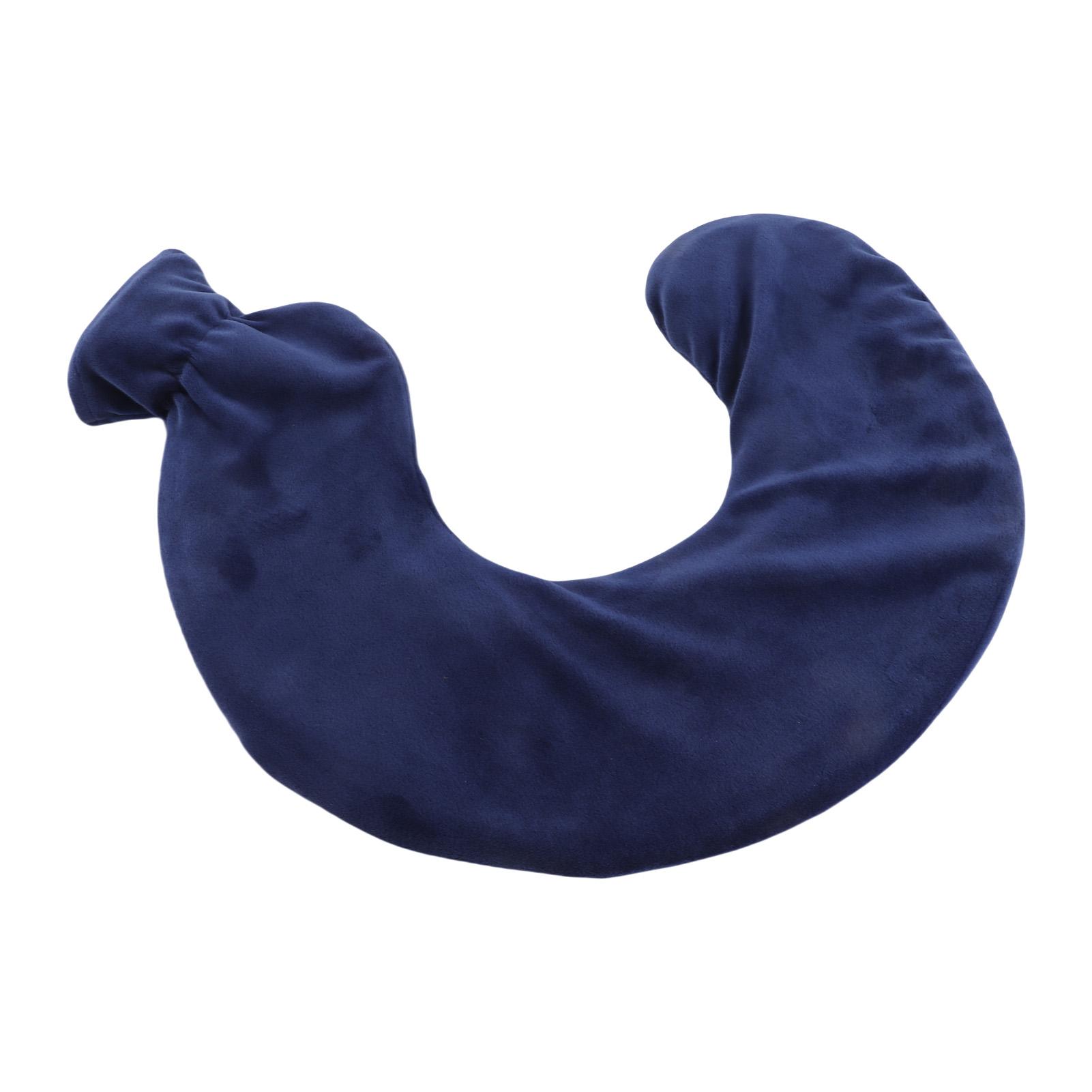 

U Shaped Hot Water Bottle Warm Neck Soft Rubber Hot Water Bag With Detachable Cloth Cover темно-синього кольору