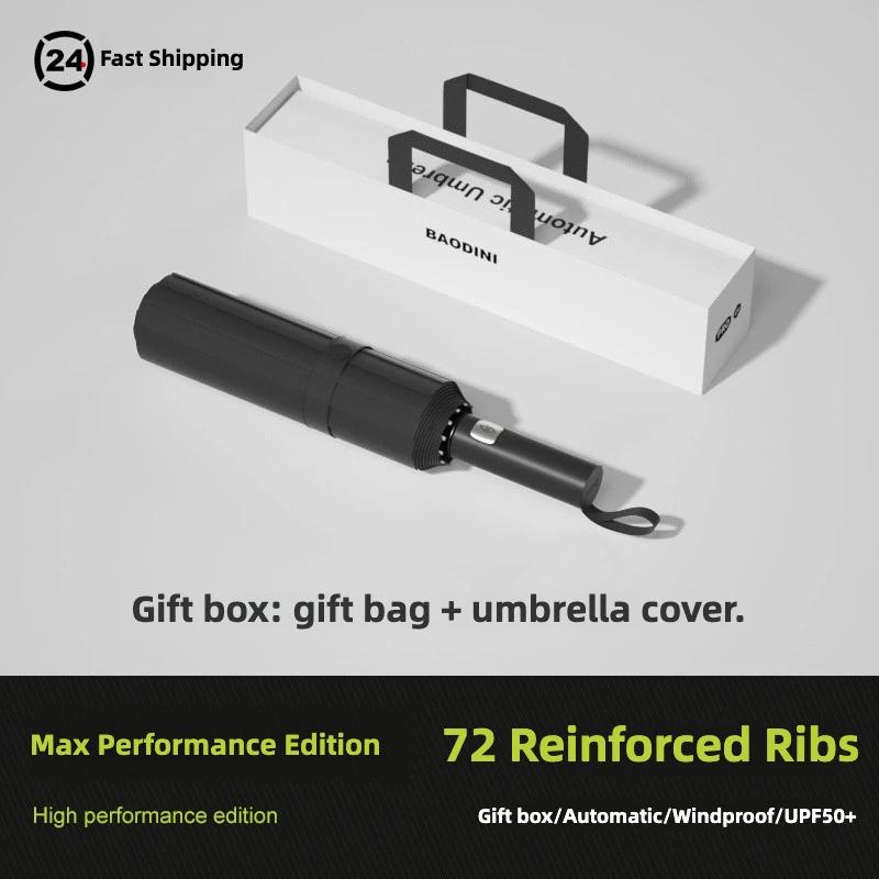 Windproof 72 Ribs Automatic Folding Umbrella, Thickened Vinyl UV UPF50+ Protection Parasol, Sun and Rain Dual-purpose Umbrellas