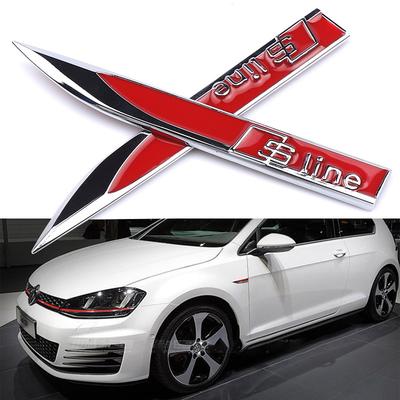 2026 Hot 2pcs Metal S LINE Logo Car Fender Sticker Side Leaf Board Decal Center Cover For Qaz13 Sline Q2 Q3 Q5 Q7 A1 A3 A4 A5 A7 SQ5 RS5