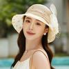 Flower Decor Dotted Sun Hat Wide Brim Beach Hat Fashion Sunshade Cap Women's