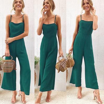 fashion casual loose solid color jumpsuits