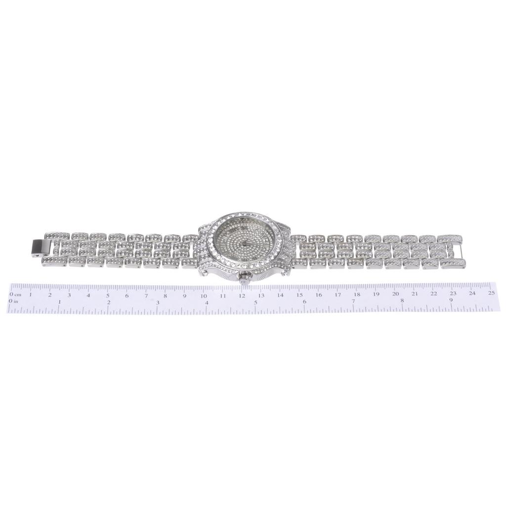 Techno Pave Men's Sparkling Pave Silver Tone Hip Hop Watch